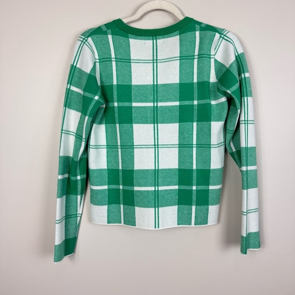 Cynthia Rowley Green Plaid Sweater Womens Small Button Front Pockets Preppy - Picture 2 of 7